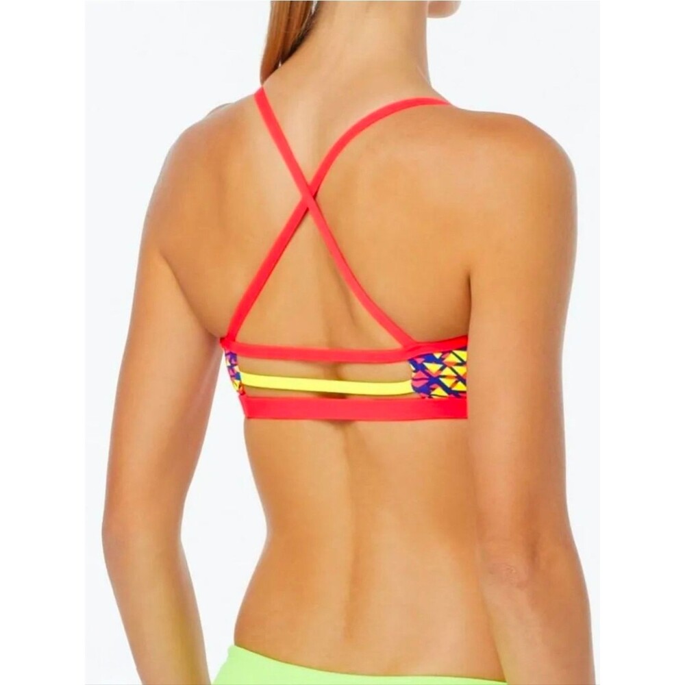 TYR Modena Trinity Bikini Top WBTMOD7A Red Yellow Women's Size S (4-6)